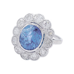 Bague Pompadour, or blanc, platine, saphir et diamants - Castafiore