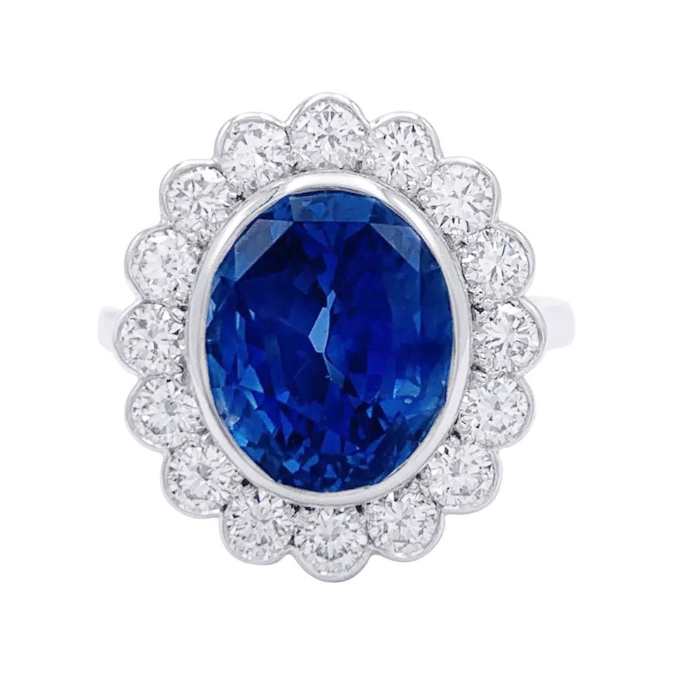 Bague Pompadour, or blanc, saphir et diamants - Castafiore