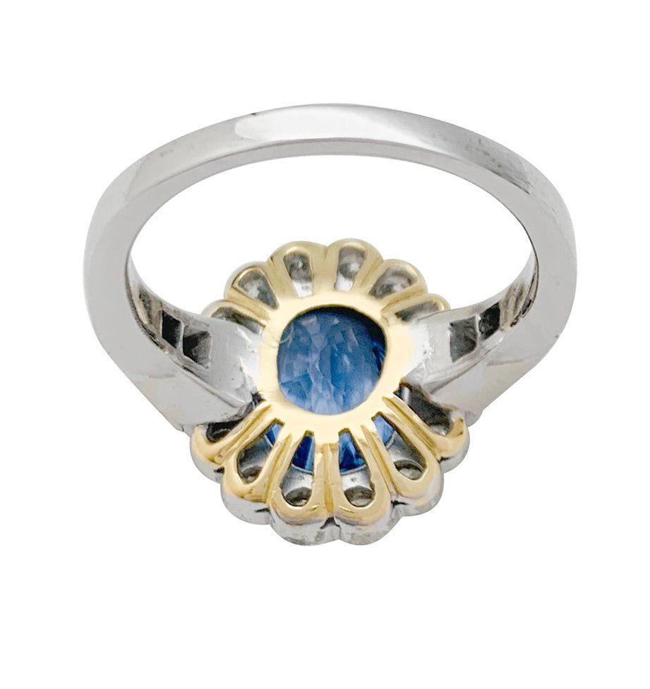 Bague Pompadour or jaune, blanc, et platine saphir, diamants - Castafiore