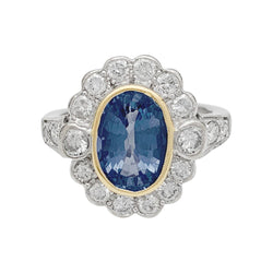 Bague Pompadour or jaune, blanc, et platine saphir, diamants - Castafiore