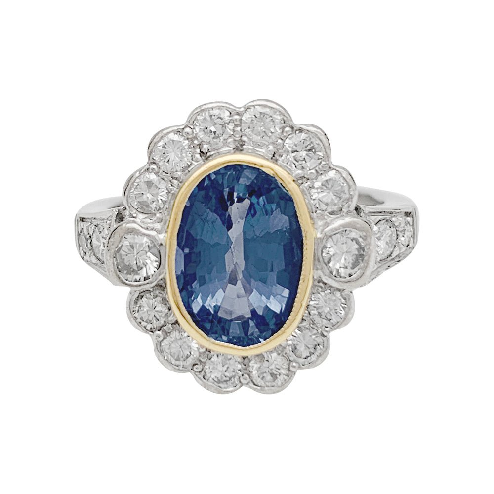 Bague Pompadour or jaune, blanc, et platine saphir, diamants - Castafiore