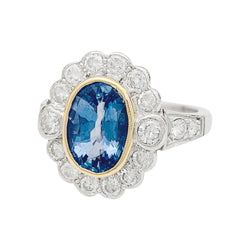 Bague Pompadour or jaune, blanc, et platine saphir, diamants - Castafiore