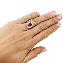 Bague Pompadour or jaune et platine, rubis Birman, diamants - Castafiore