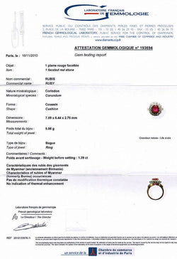 Bague Pompadour or jaune et platine, rubis Birman, diamants - Castafiore