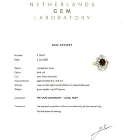 Bague pompadour rubis, diamants, or jaune - Castafiore