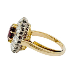 Bague pompadour rubis, diamants, or jaune - Castafiore