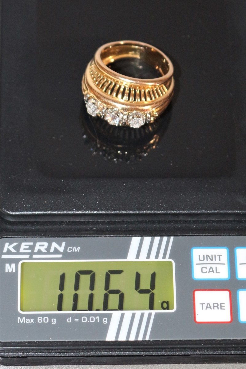 Bague Rétro Trilogie De Diamants - Castafiore