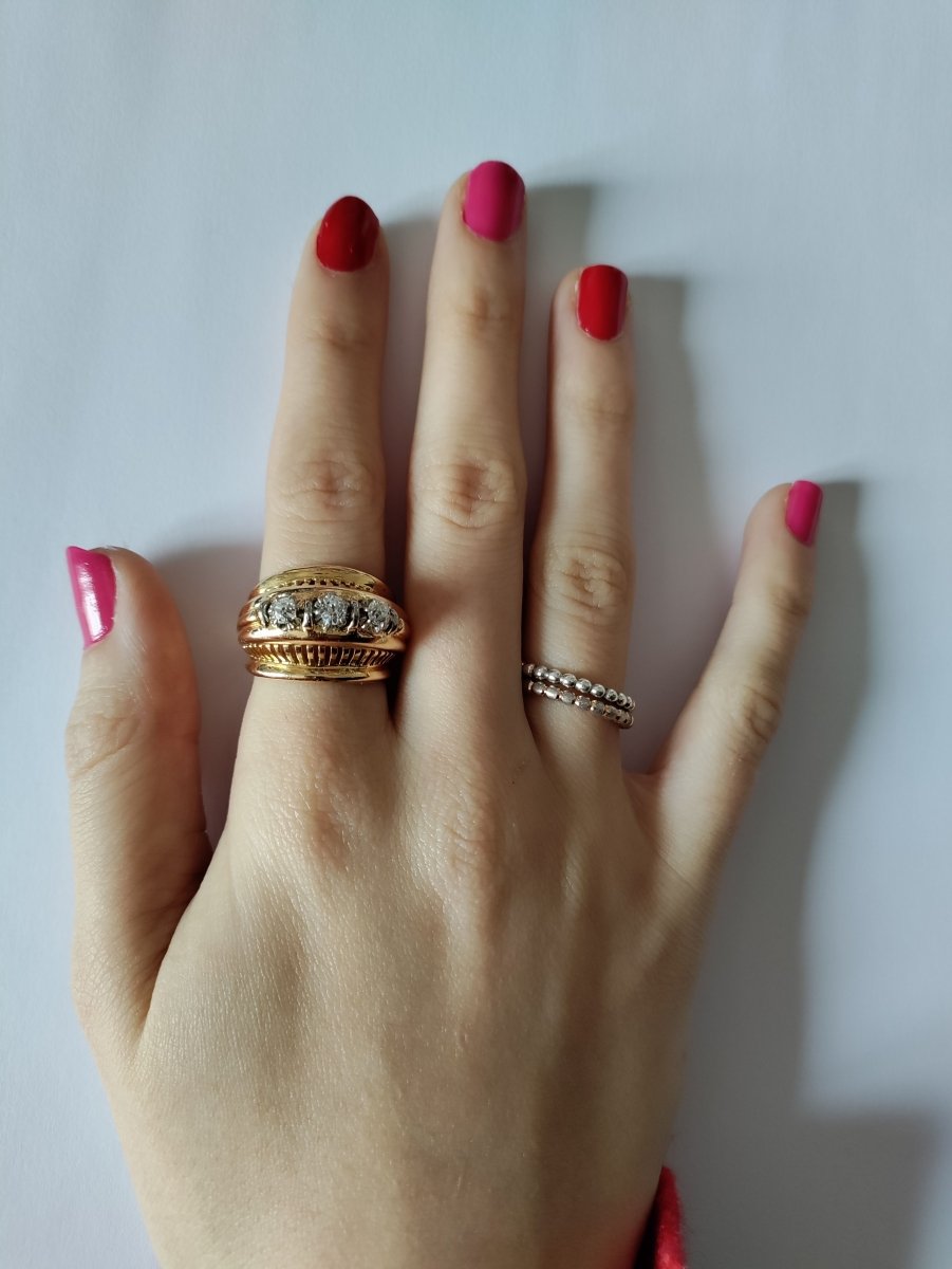 Bague Rétro Trilogie De Diamants - Castafiore