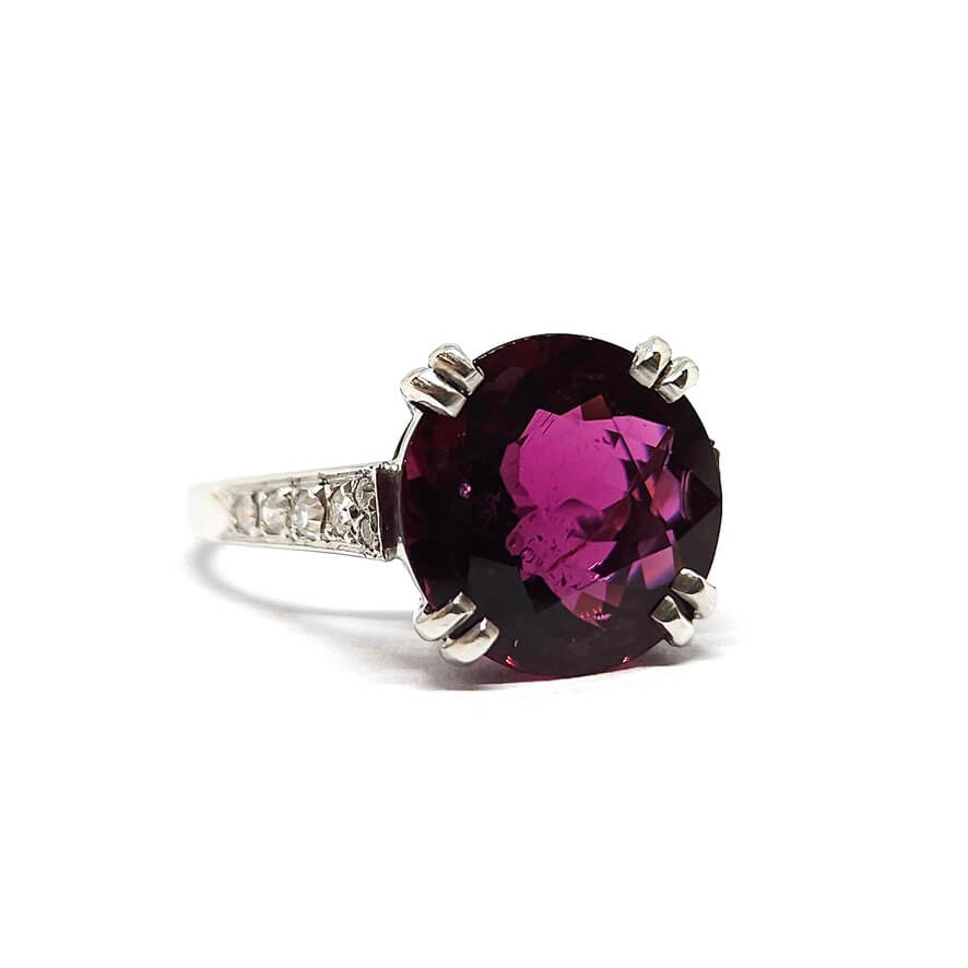 Bague rhodolite diamants platine - Castafiore