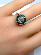 Bague ronde en or blanc émeraudes et diamants - Castafiore