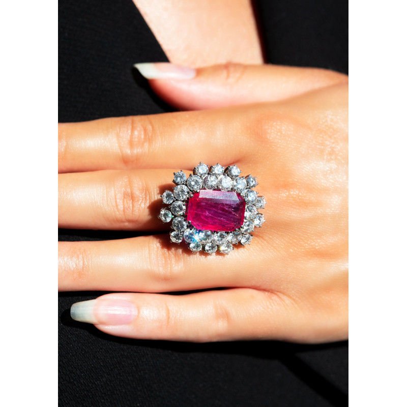 Unheated Burmese Ruby and Diamond Ring Castafiore