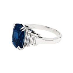 Bague saphir 5,16 carats en or blanc et diamants - Castafiore