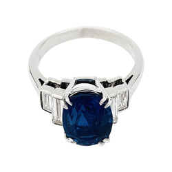 Bague saphir 5,16 carats en or blanc et diamants - Castafiore