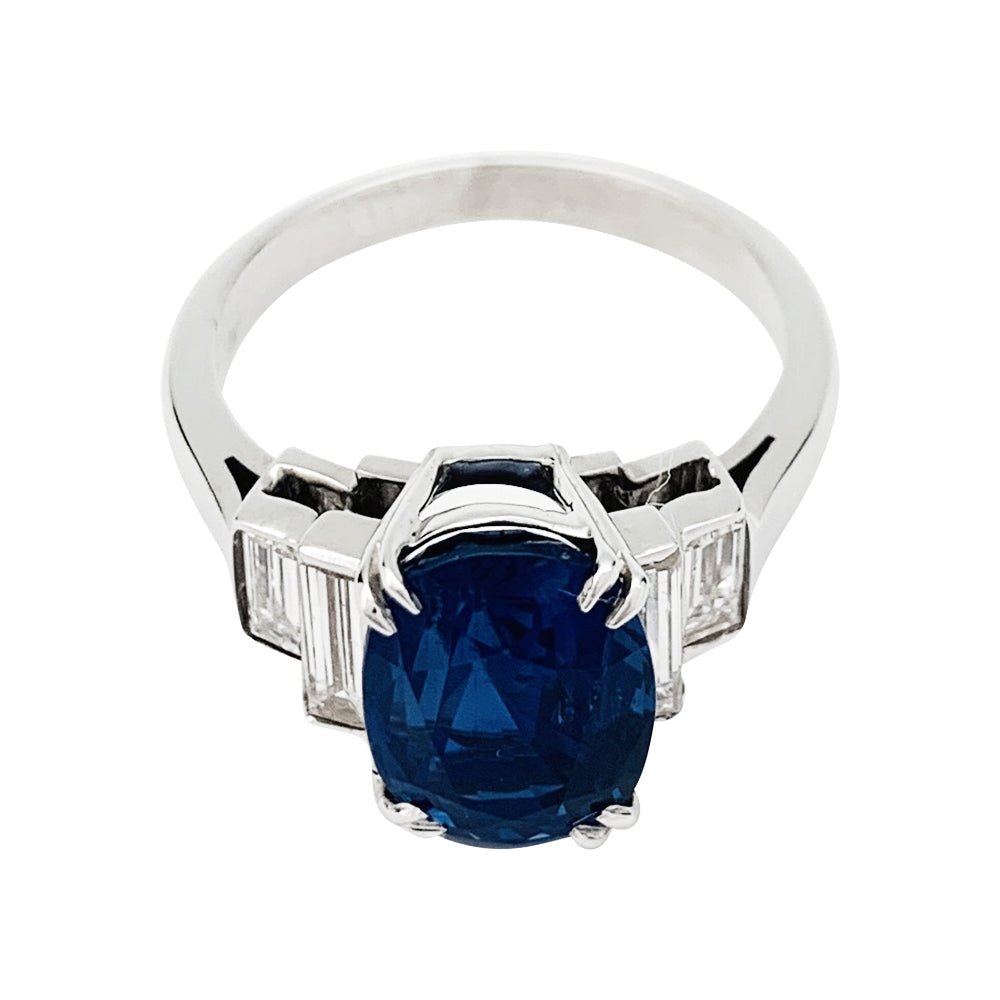 Bague saphir 5,16 carats en or blanc et diamants - Castafiore