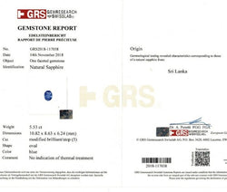 Bague saphir 5,53 carats, entourage diamants - Castafiore