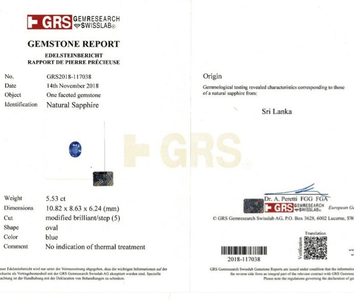 Bague saphir 5,53 carats, entourage diamants - Castafiore