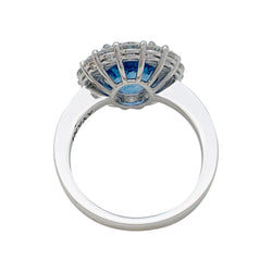 Bague saphir 5,53 carats, entourage diamants - Castafiore