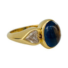 Bague saphir cabochon 6 cts, diamants coeurs - Castafiore