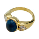 Bague saphir cabochon 6 cts, diamants coeurs - Castafiore