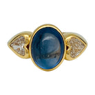 Bague saphir cabochon 6 cts, diamants coeurs - Castafiore