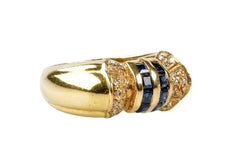 Bague saphir diamant en or jaune 18 carats - Castafiore