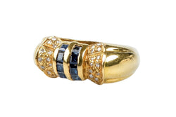 Bague saphir diamant en or jaune 18 carats - Castafiore