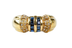 Bague saphir diamant en or jaune 18 carats - Castafiore