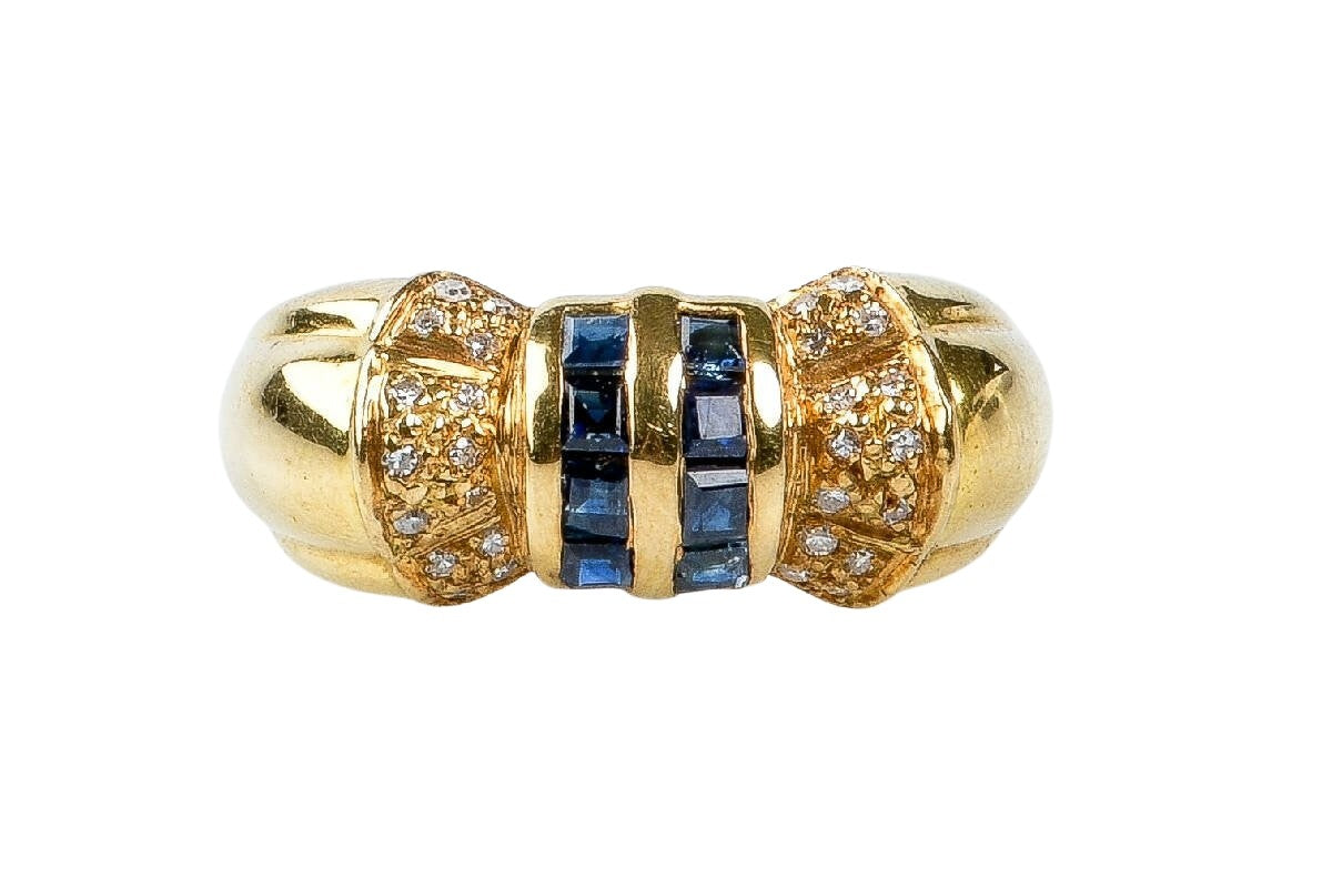 Bague saphir diamant en or jaune 18 carats - Castafiore