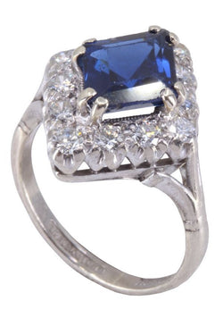 Bague saphir et diamants en or blanc - Castafiore