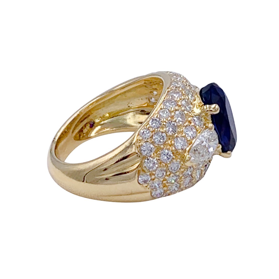 Bague saphir, or jaune et diamants - Castafiore