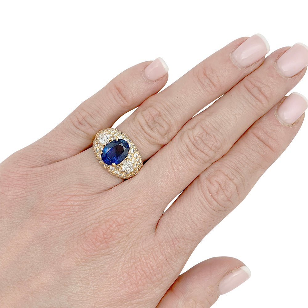 Bague saphir, or jaune et diamants - Castafiore