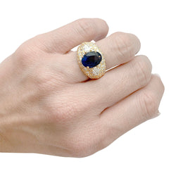 Bague saphir, or jaune et diamants - Castafiore