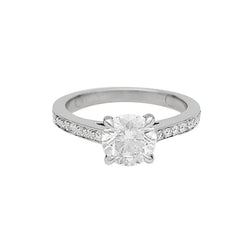 Bague Solitaire accompagné en platine - Castafiore