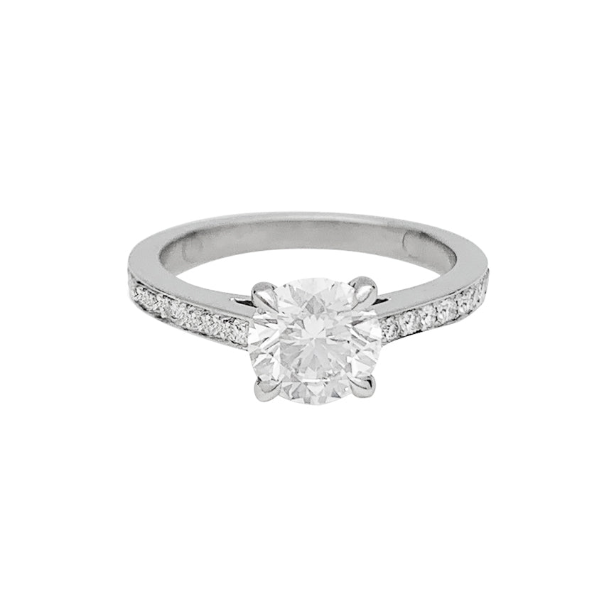 Bague Solitaire accompagné en platine - Castafiore