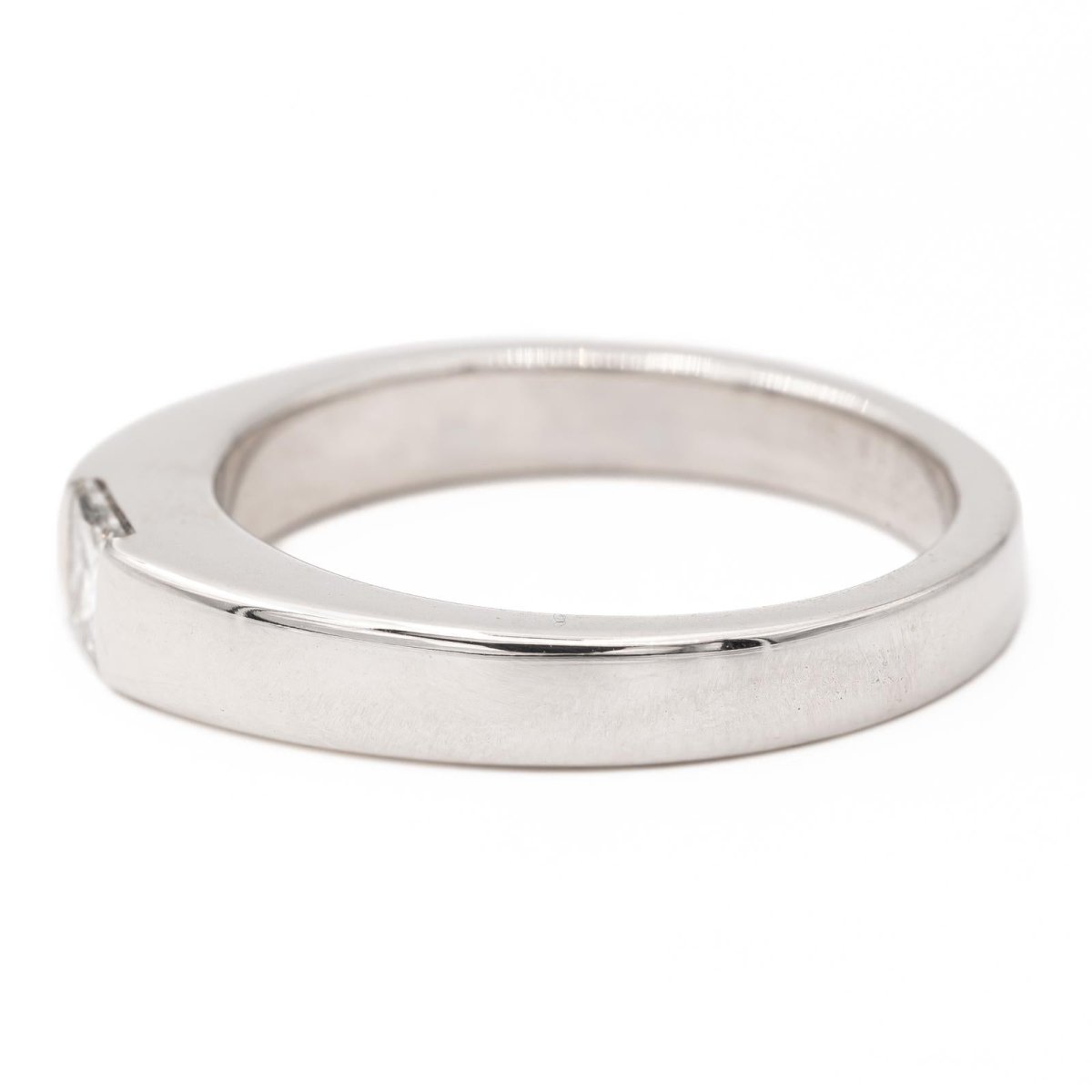 Bague Solitaire CARTIER "Tank" en or blanc et diamant - Castafiore