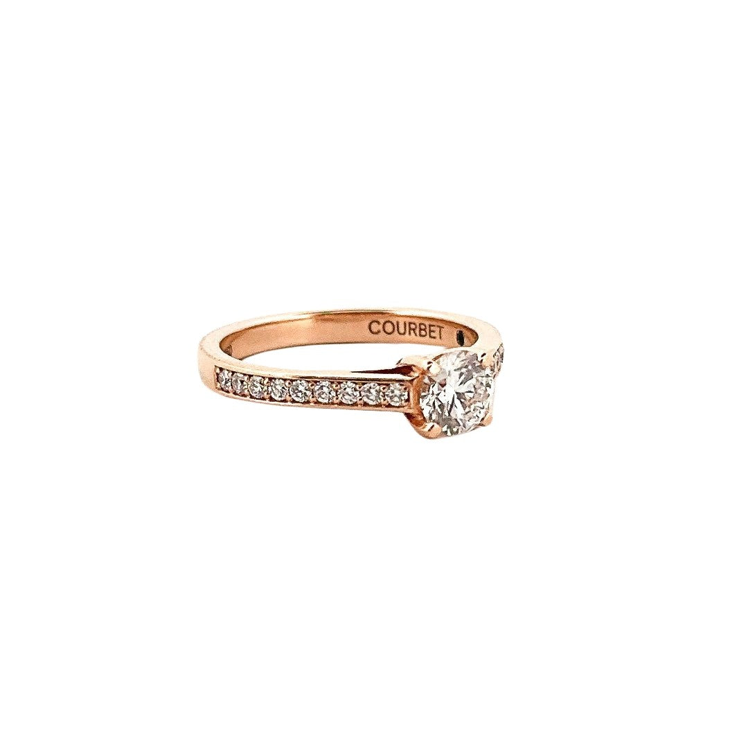 Solitaire COURBET ring in pink gold and laboratory diamonds