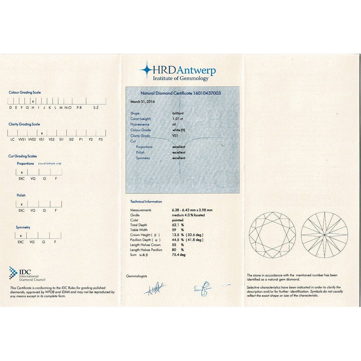 Bague solitaire diamant 1,01 carat en or blanc - Castafiore