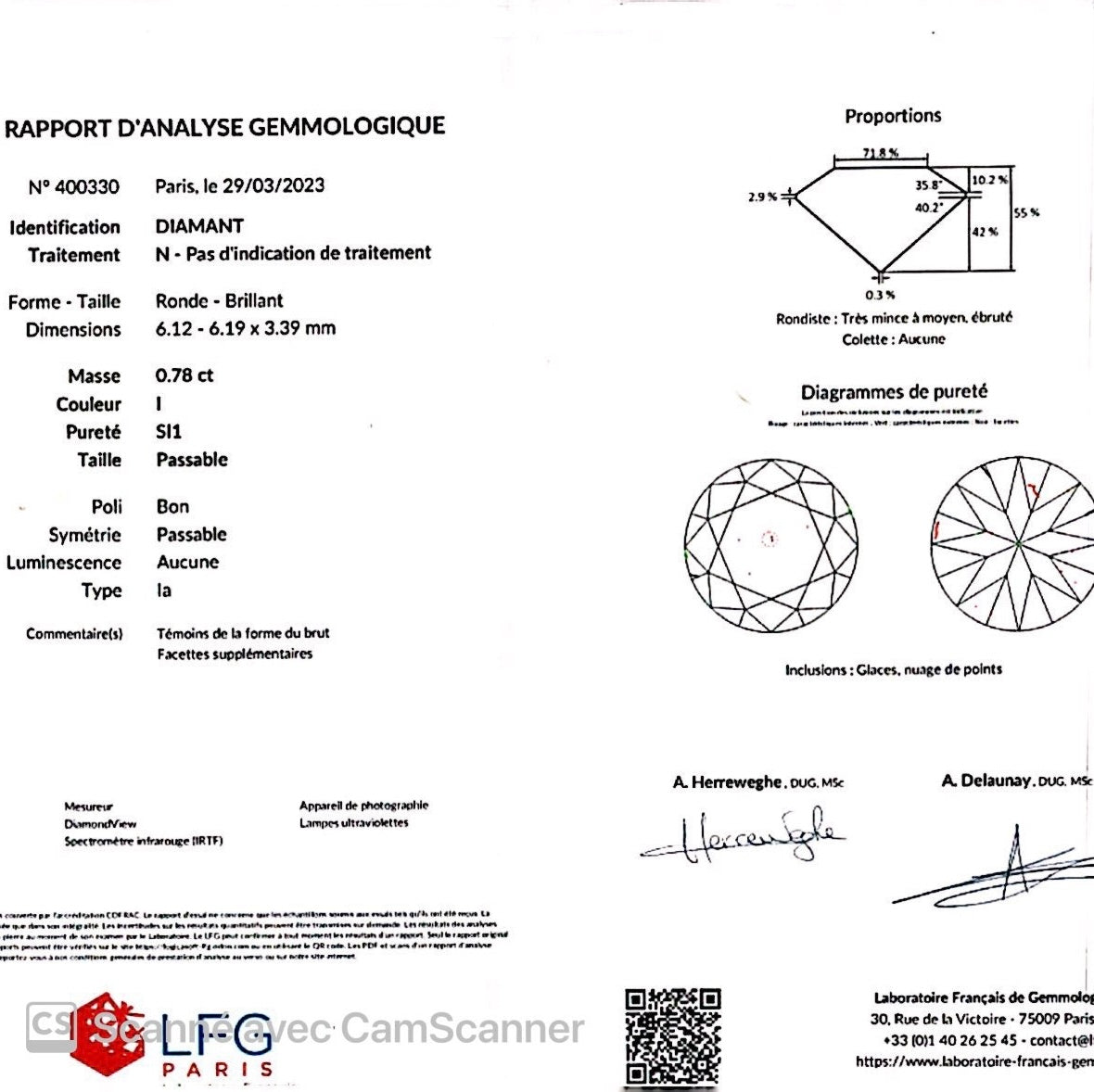 Bague solitaire diamant - Castafiore