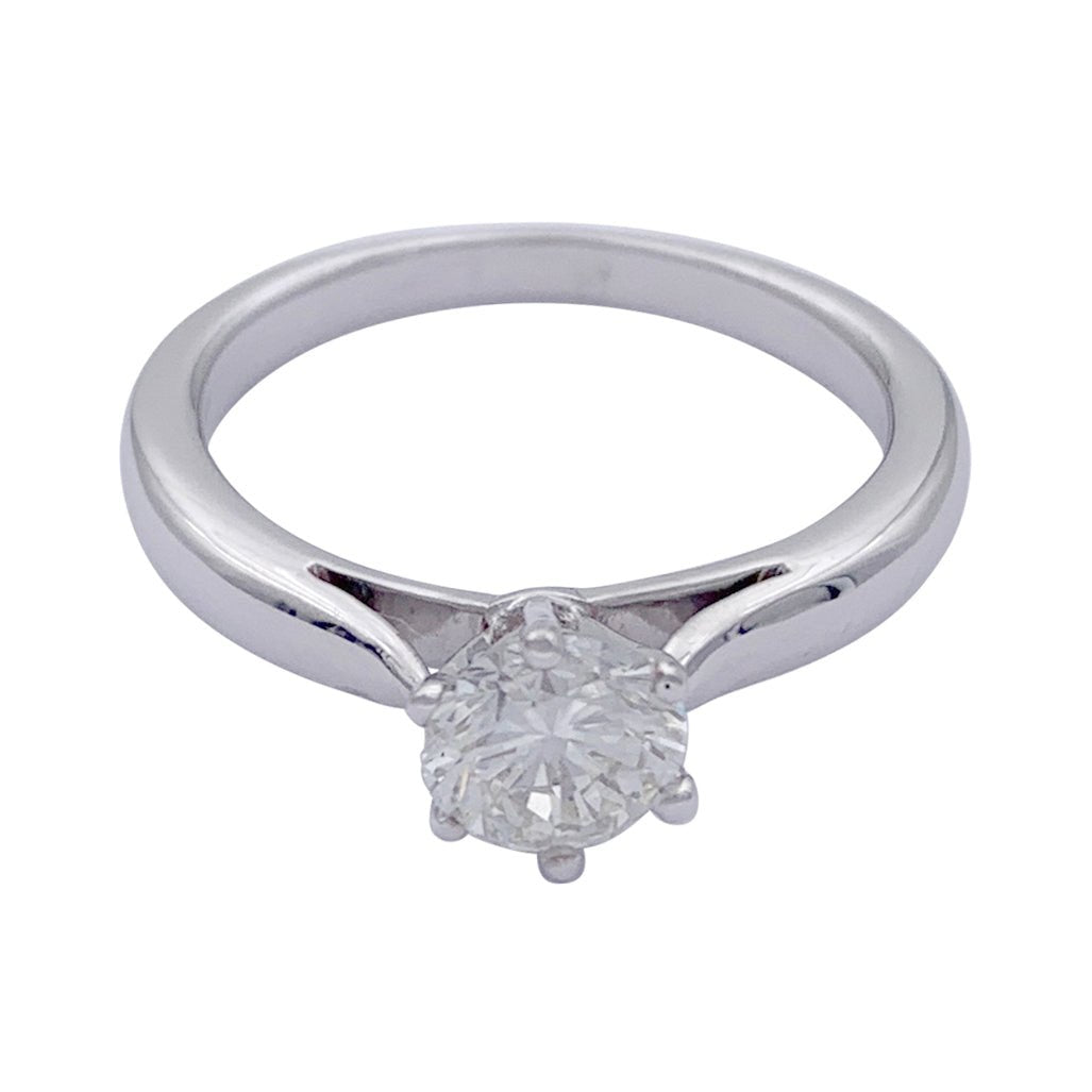 Bague solitaire en or blanc, diamant 0,73 carat - Castafiore