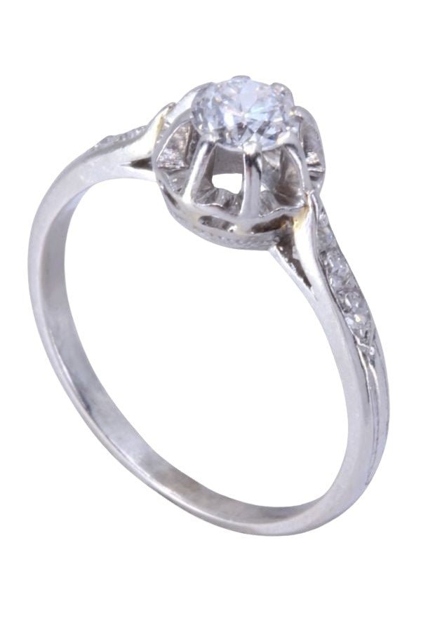 Bague Solitaire en or blanc et diamant - Castafiore