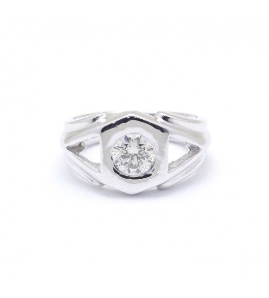 Bague Solitaire en or blanc et diamants - Castafiore