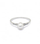 Bague Solitaire en or blanc, perle et diamants - Castafiore