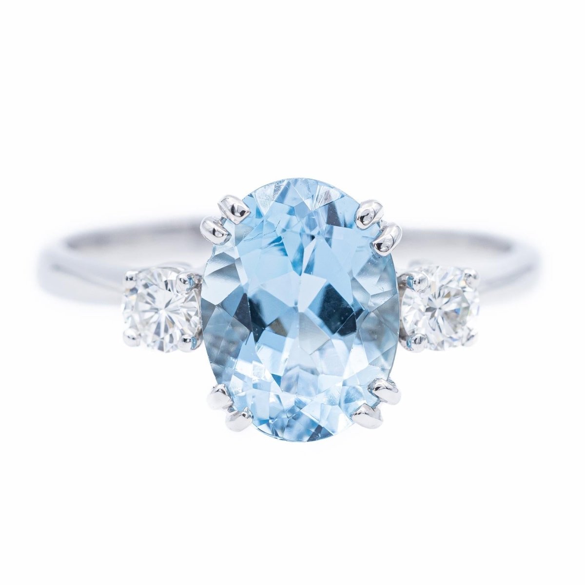 Bague Solitaire Or blanc Aigue-Marine - Castafiore