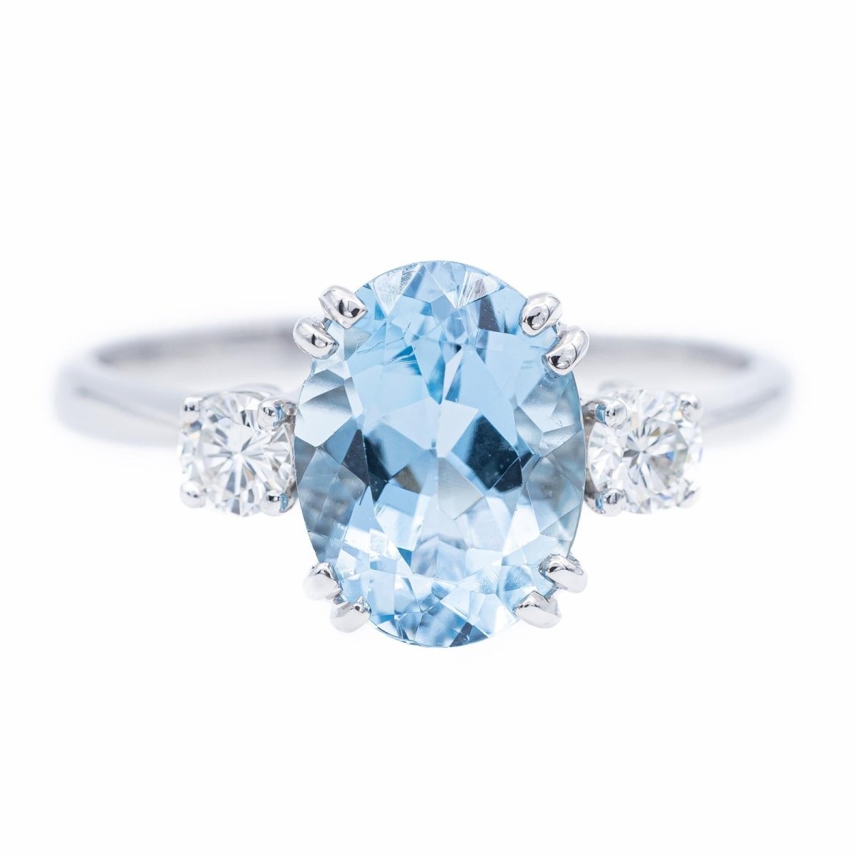 Bague Solitaire Or blanc Aigue-Marine - Castafiore