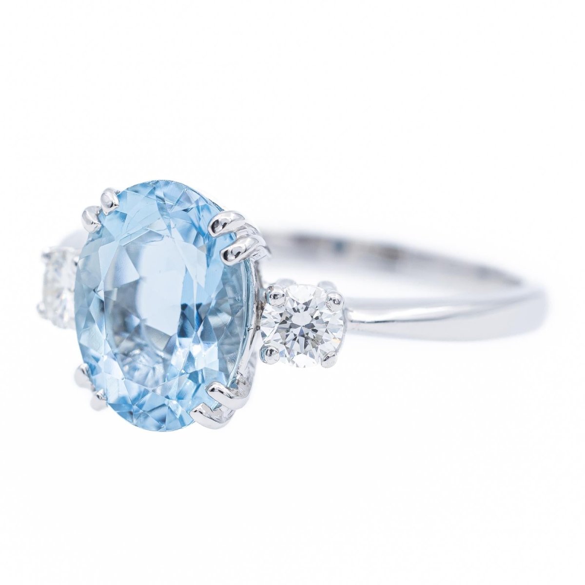 Bague Solitaire Or blanc Aigue-Marine - Castafiore