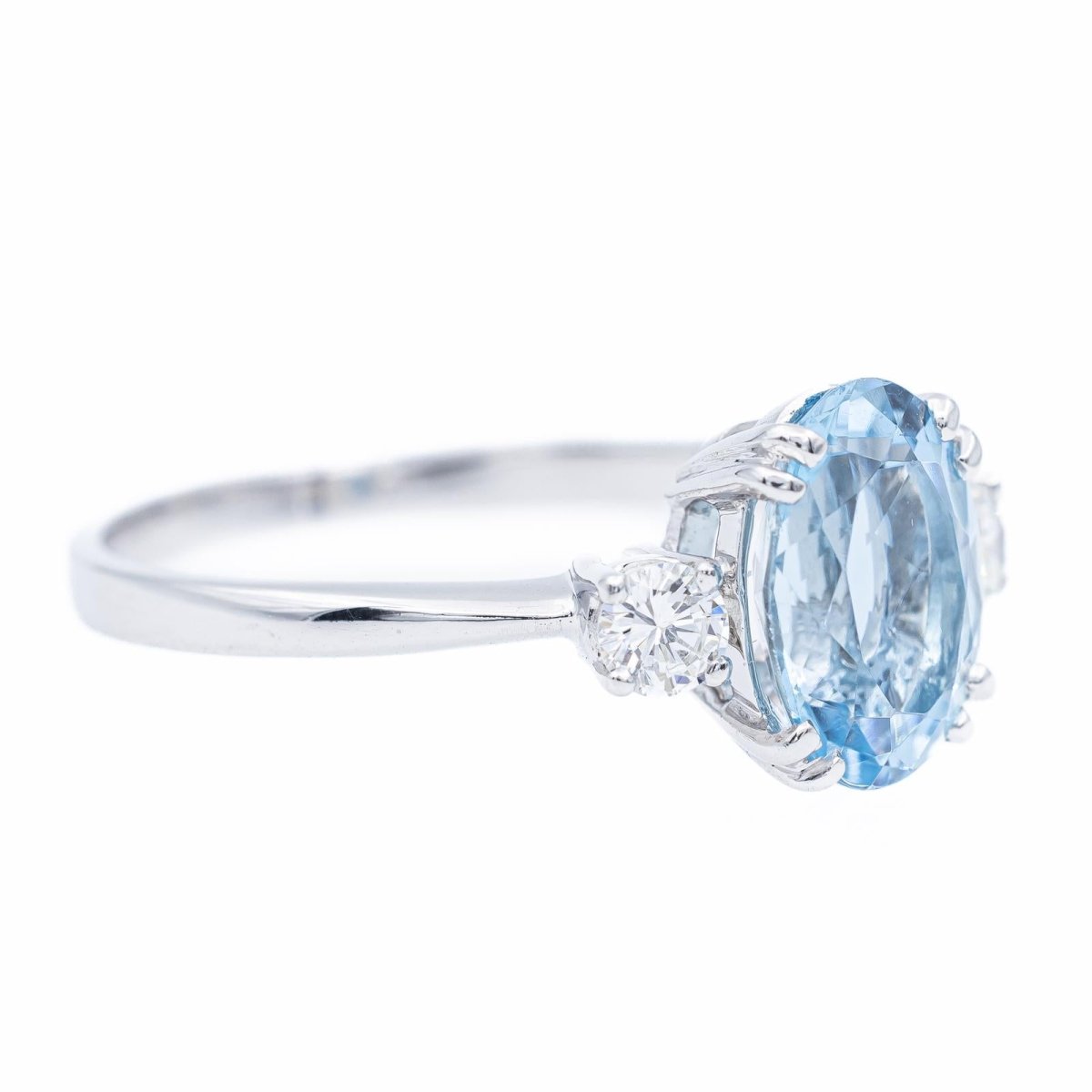 Bague Solitaire Or blanc Aigue-Marine - Castafiore