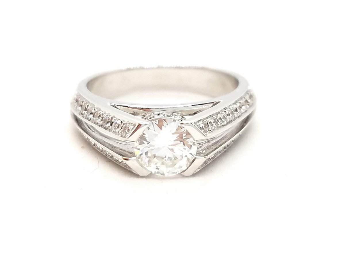 Bague Solitaire Or blanc Diamant - Castafiore