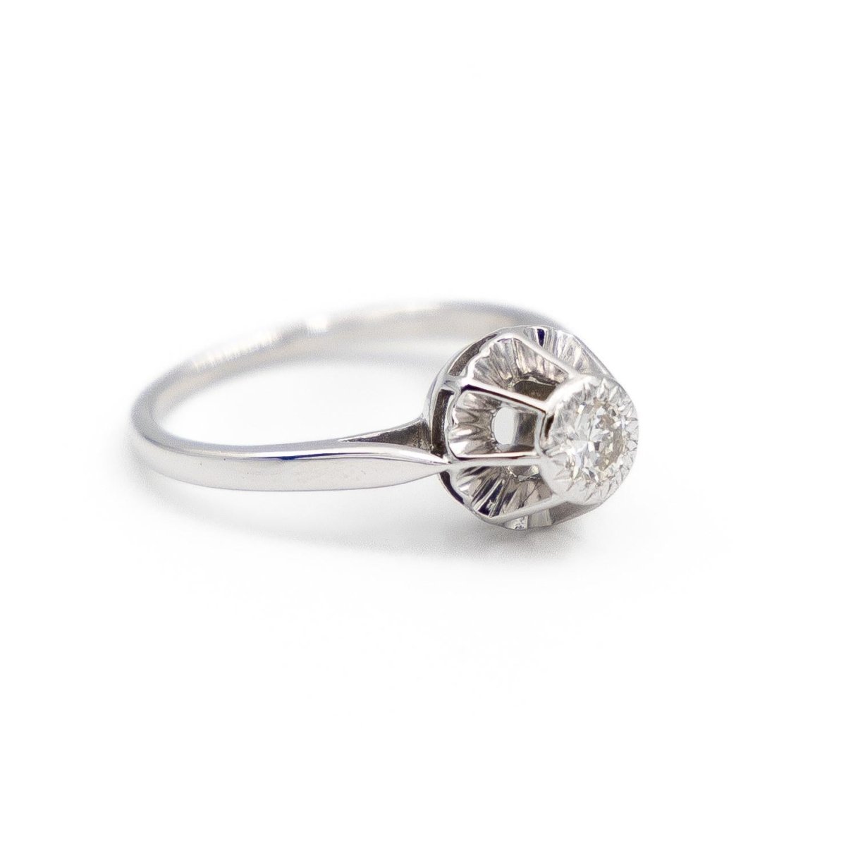 Bague Solitaire Or blanc Diamant - Castafiore