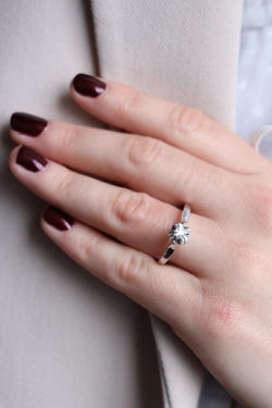 Bague Solitaire Or blanc Diamant - Castafiore