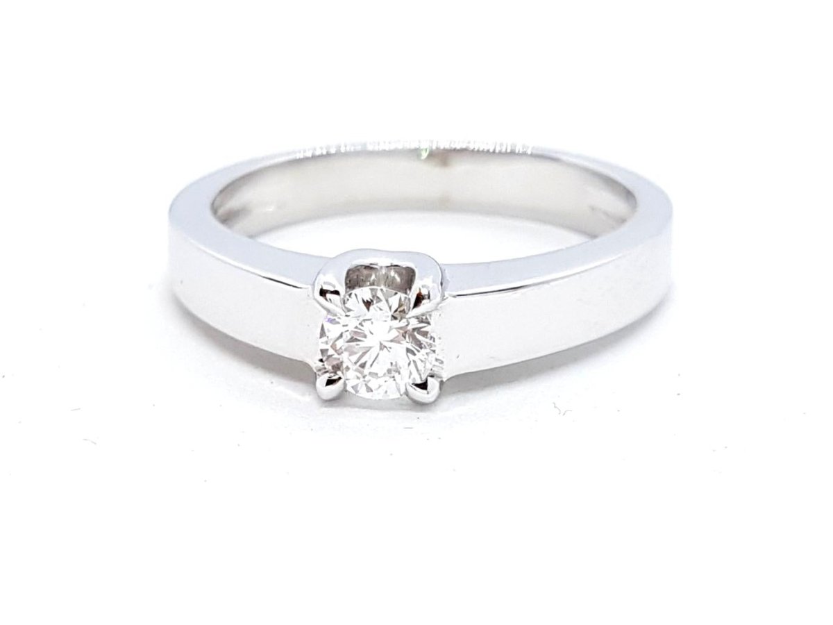 Bague Solitaire Or blanc Diamant - Castafiore
